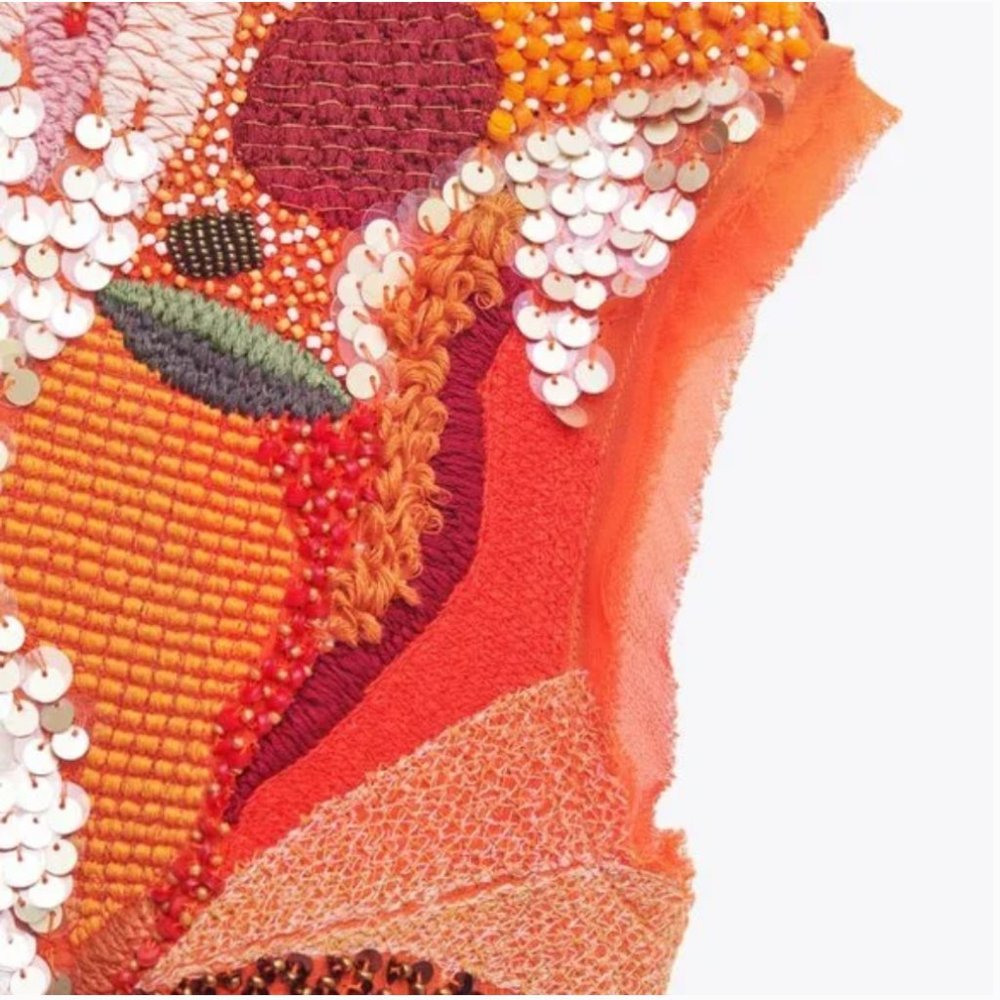 RARE!! NWT ZARA ATELIER BEADED DRESS LIMITED EDITION ORANGE S M GORGEOUS!! - Picture 11 of 13